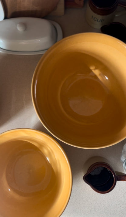 Pfaltzgraff Yellow Mixing Bowl set of 2 in the American Pattern Line (vintage from the 1980s)