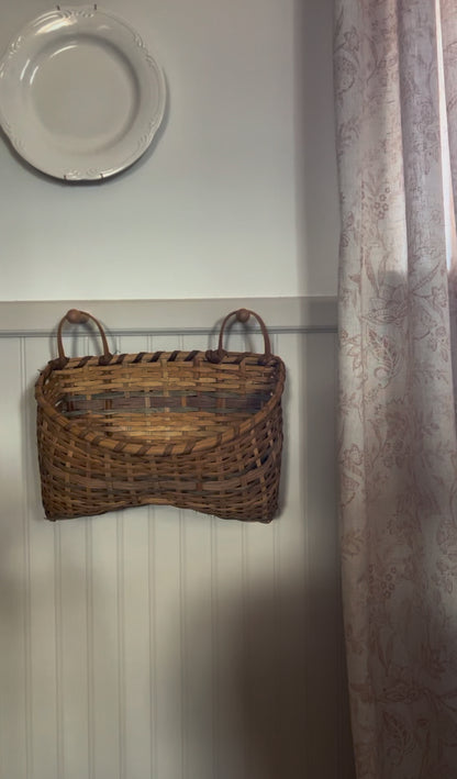 Double Handled Light Wicker Two-Toned Hanging Basket