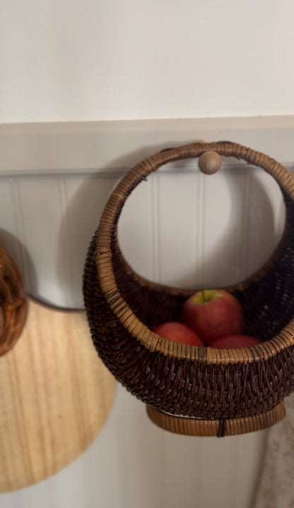 Rounded Crescent Shaped Vintage Two-Toned Storage Basket