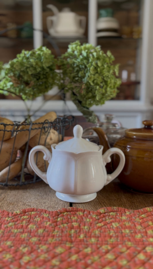 White Ironstone Sugar Dish