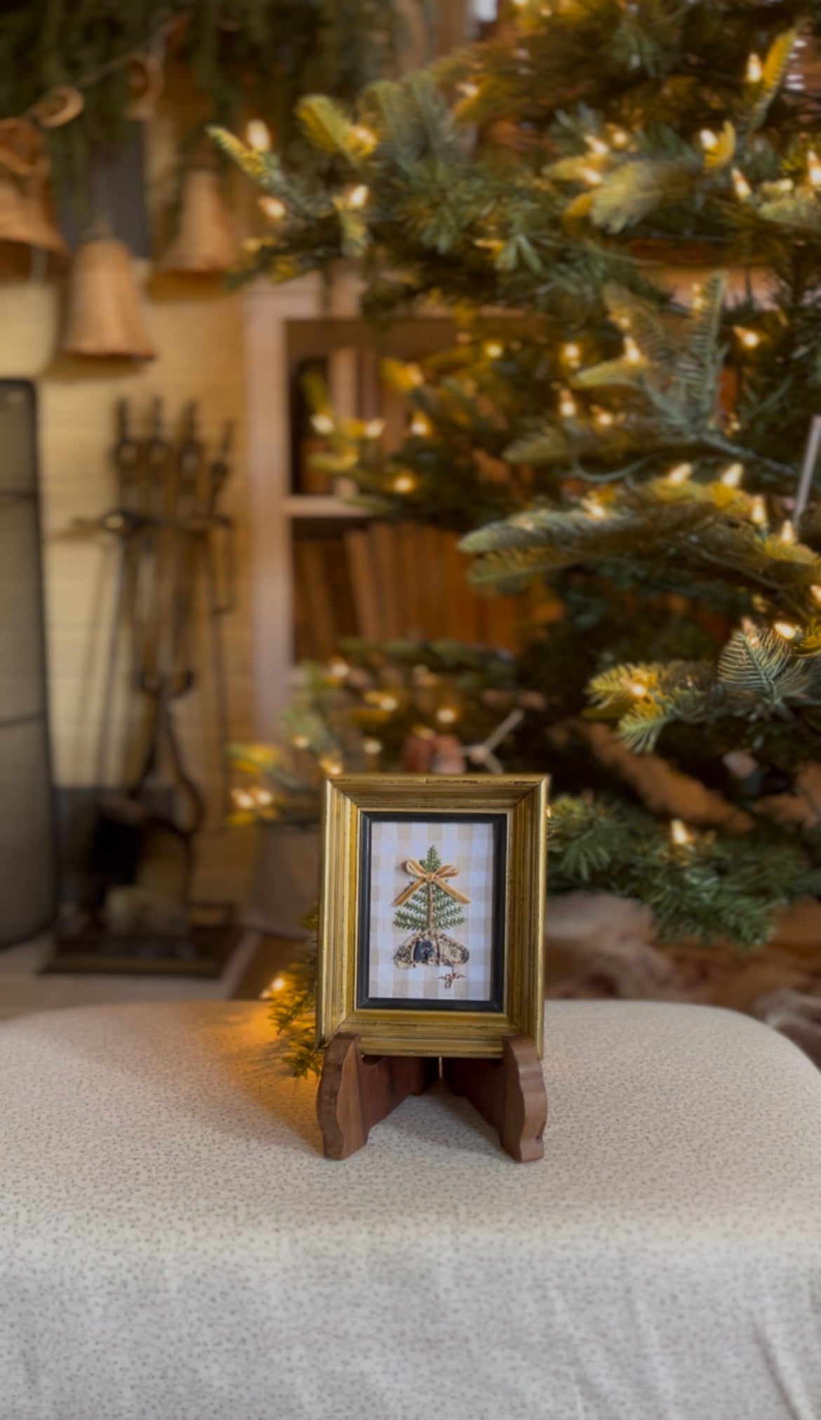 Christmas Tree with Blue and White Tree Skirt Embroidery Frame
