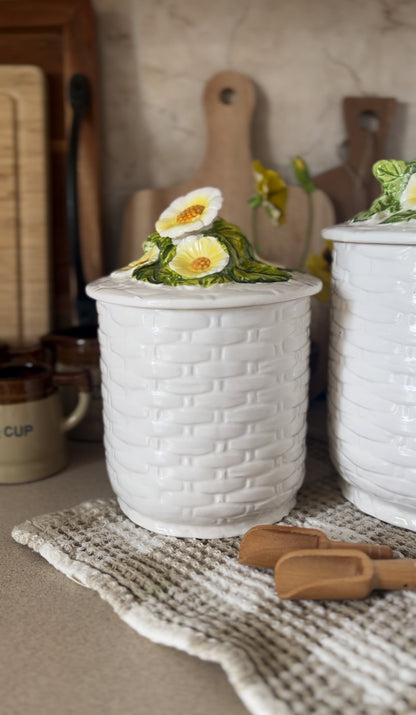 Set of 2 Vintage Lefton Daisy Canisters