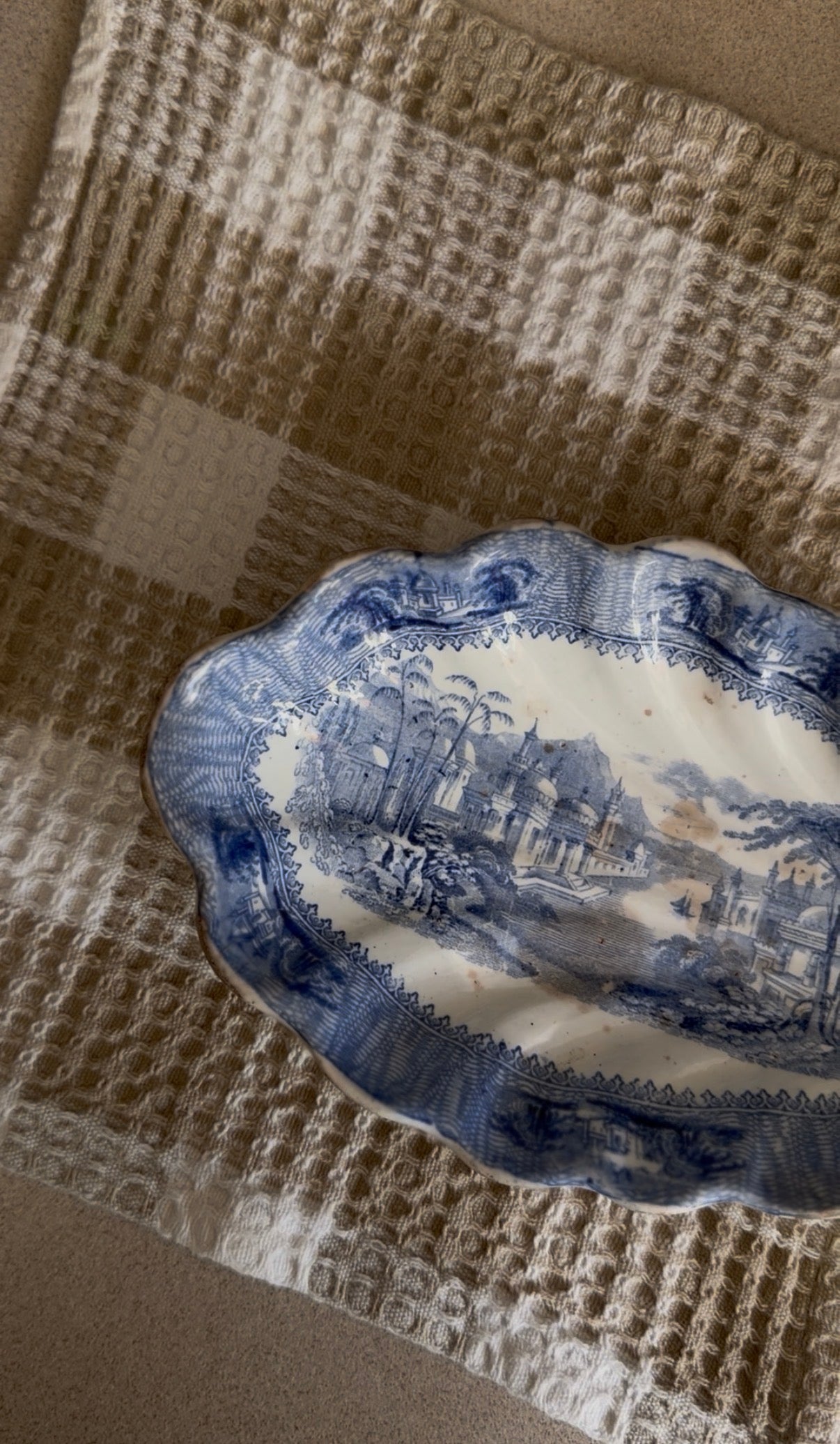 Antique Blue and White Ironstone Dish in pattern "Siam" by J. Clementson
