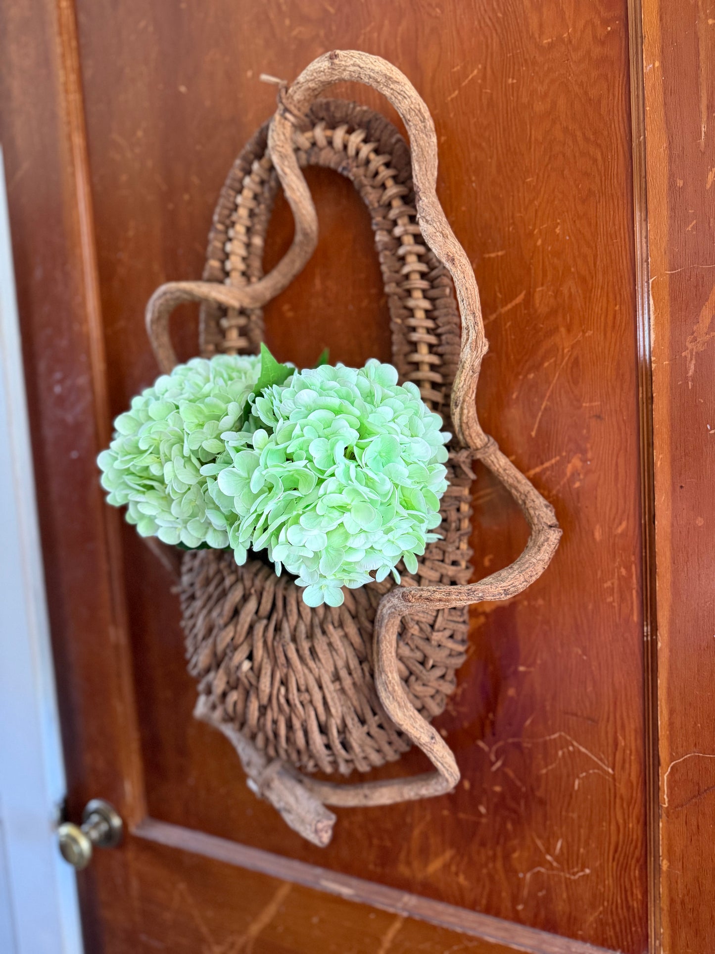 Handwoven Willow and Branch Hanging Basket