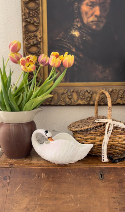 Vintage Italian Ceramic Swan Planter