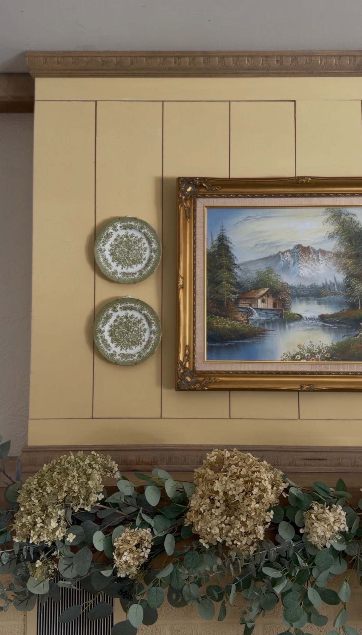 Spring Landscape Oil Painting in a Ornate Gold-painted Wooden Frame