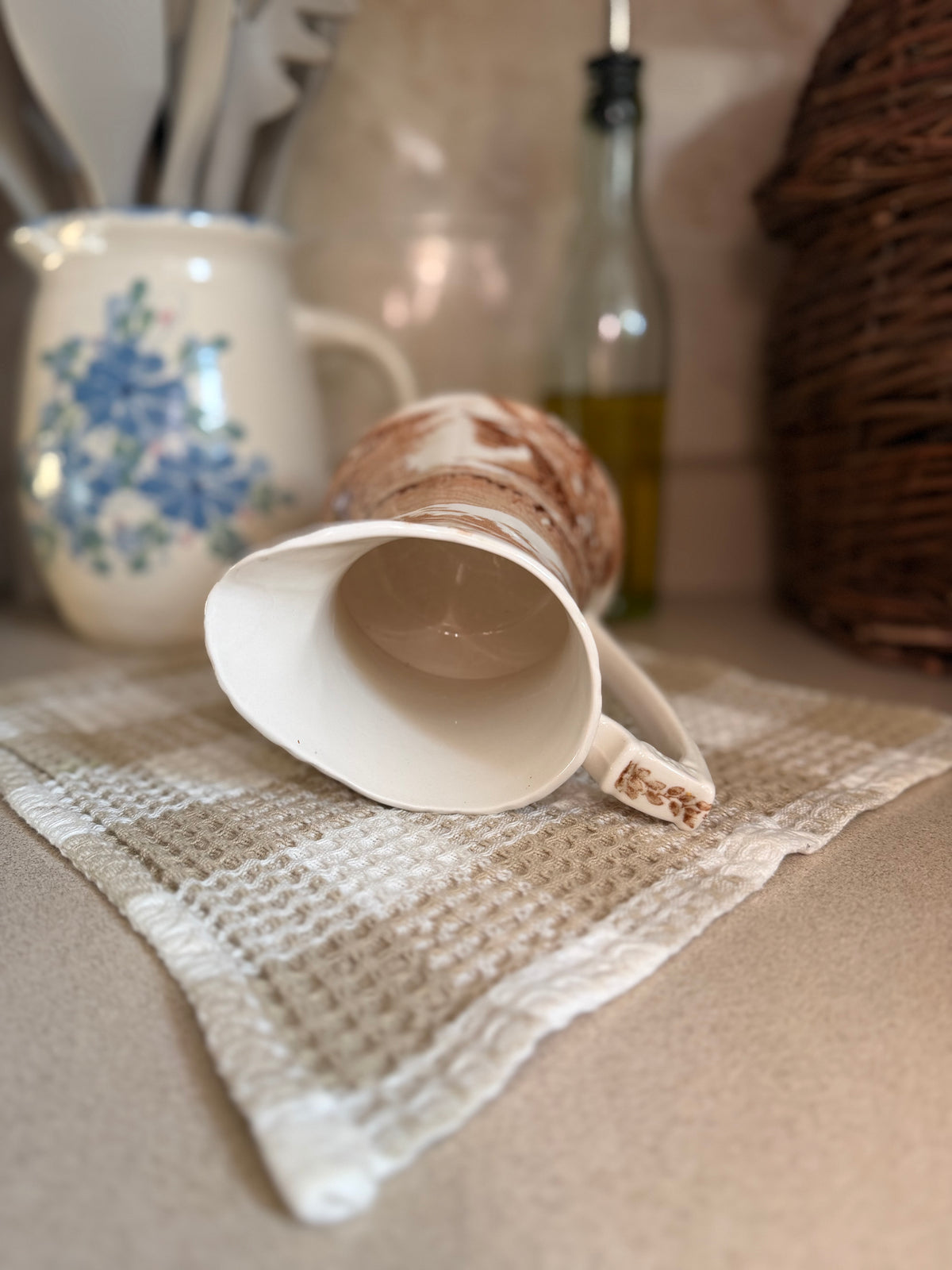 Brown Transferware Pitcher made in England