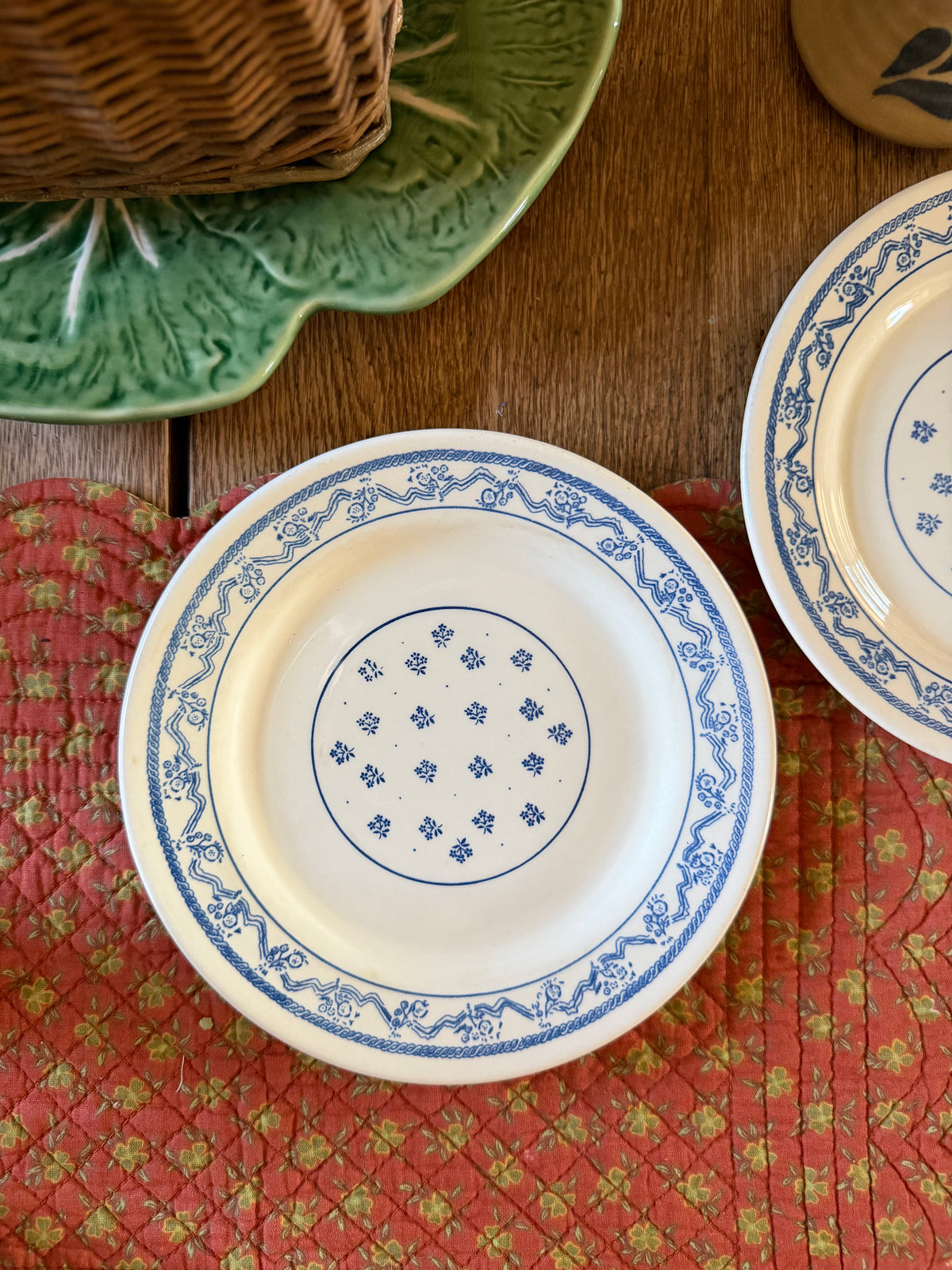 Set of 2 Blue Floral Plates made in Brazil