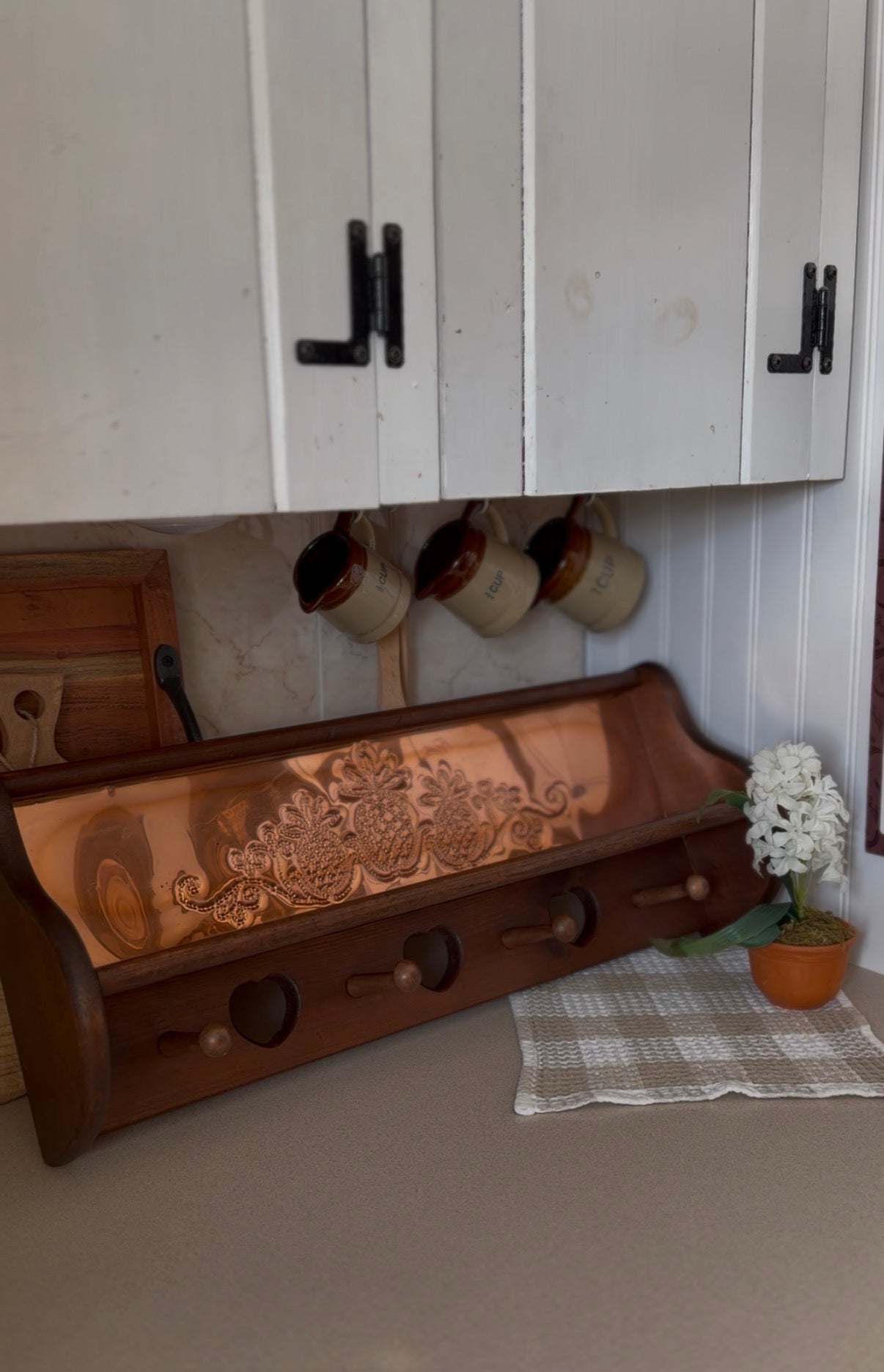Wooden Shelf with Copper Backing