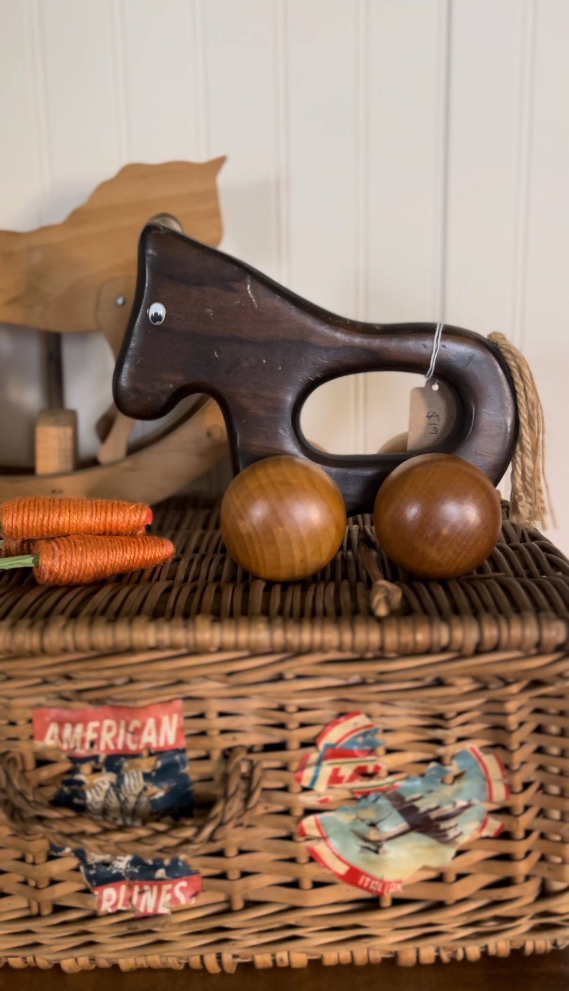 Solid Wood Horse Push Toy