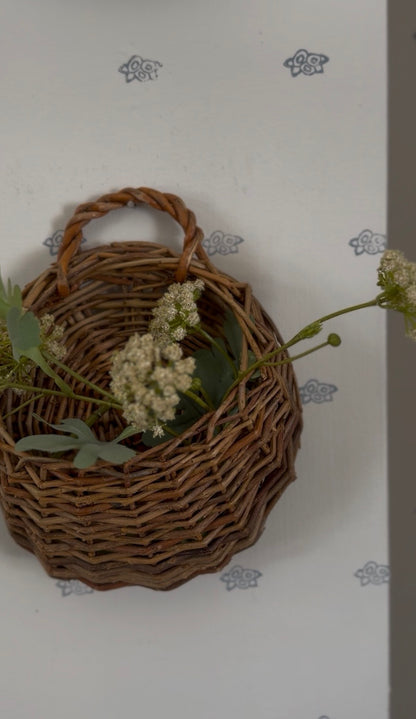 Small Woven Stick Hanging Basket (flowers not included)