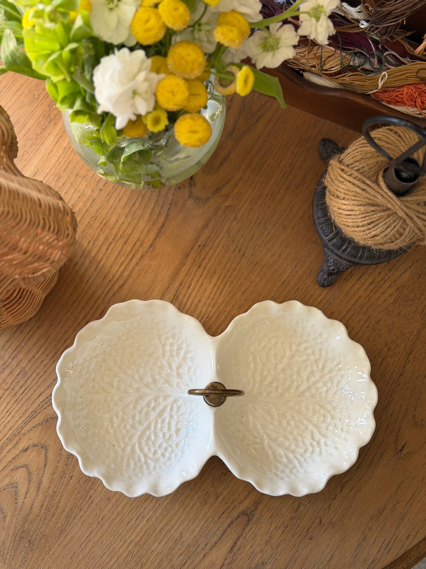 Stangl White Cabbageware Trinket Dish