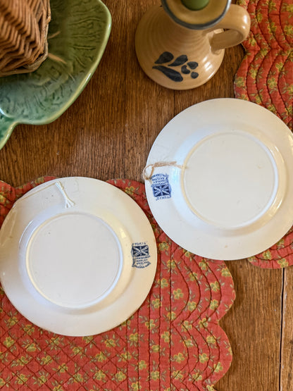 Set of 2 Blue and White Dessert Plates made in England