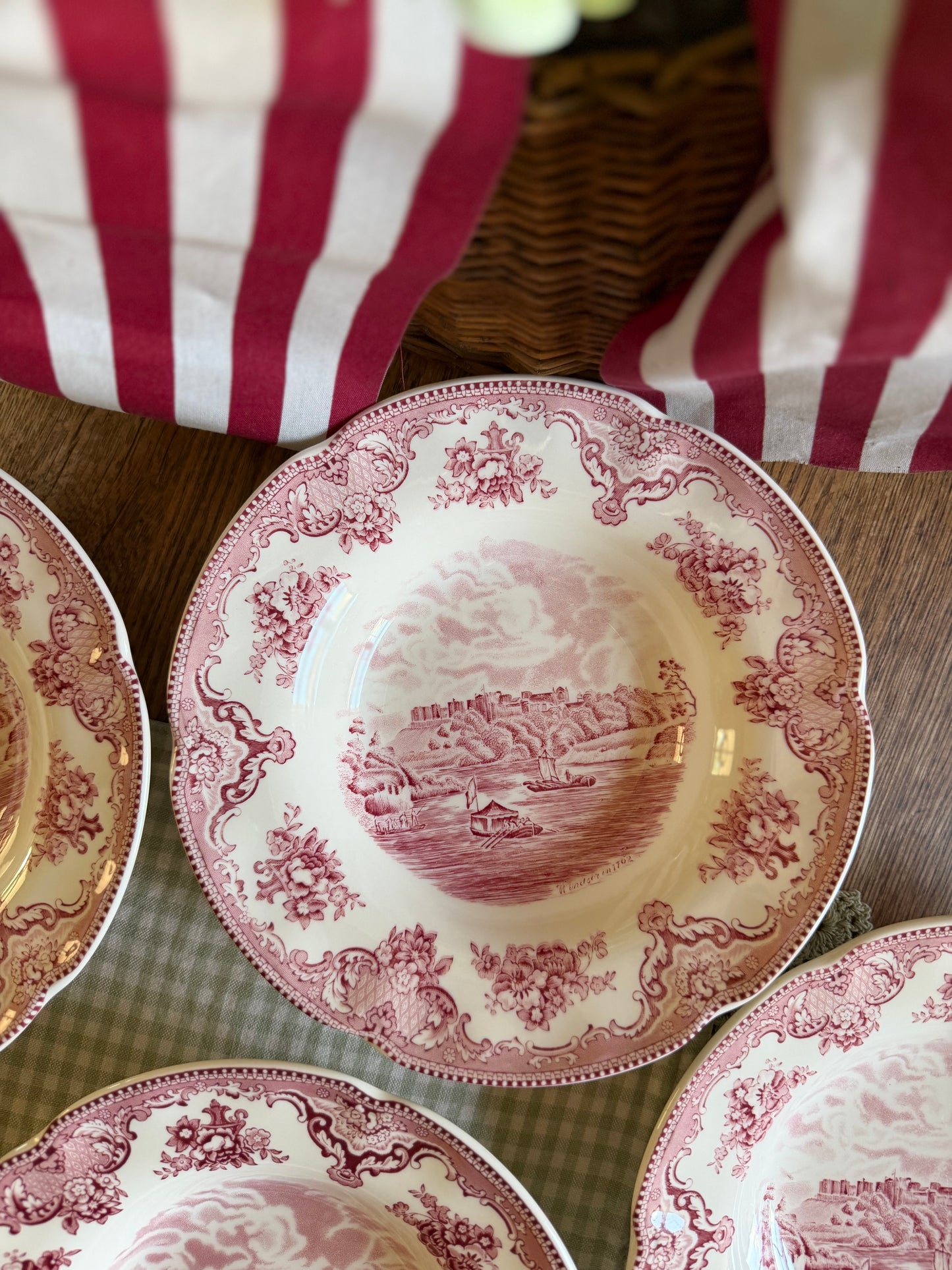 Red Floral Windsor in 1792 Johnson Bros Bowls made in England (3 left)