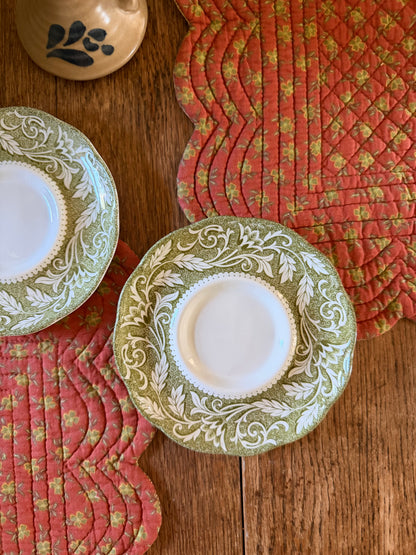 Set of 3 Green Floral J&G Meakin England Saucers