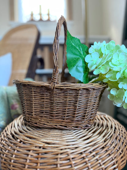 Small Handwoven Twig Basket with Handle (flowers not included)