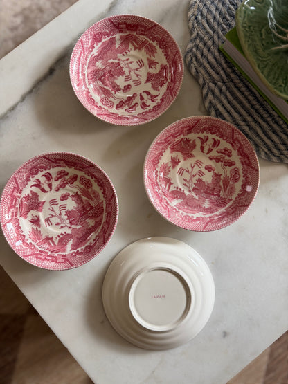 Red "Willow Pattern" Saucers made in Japan - (3 available)
