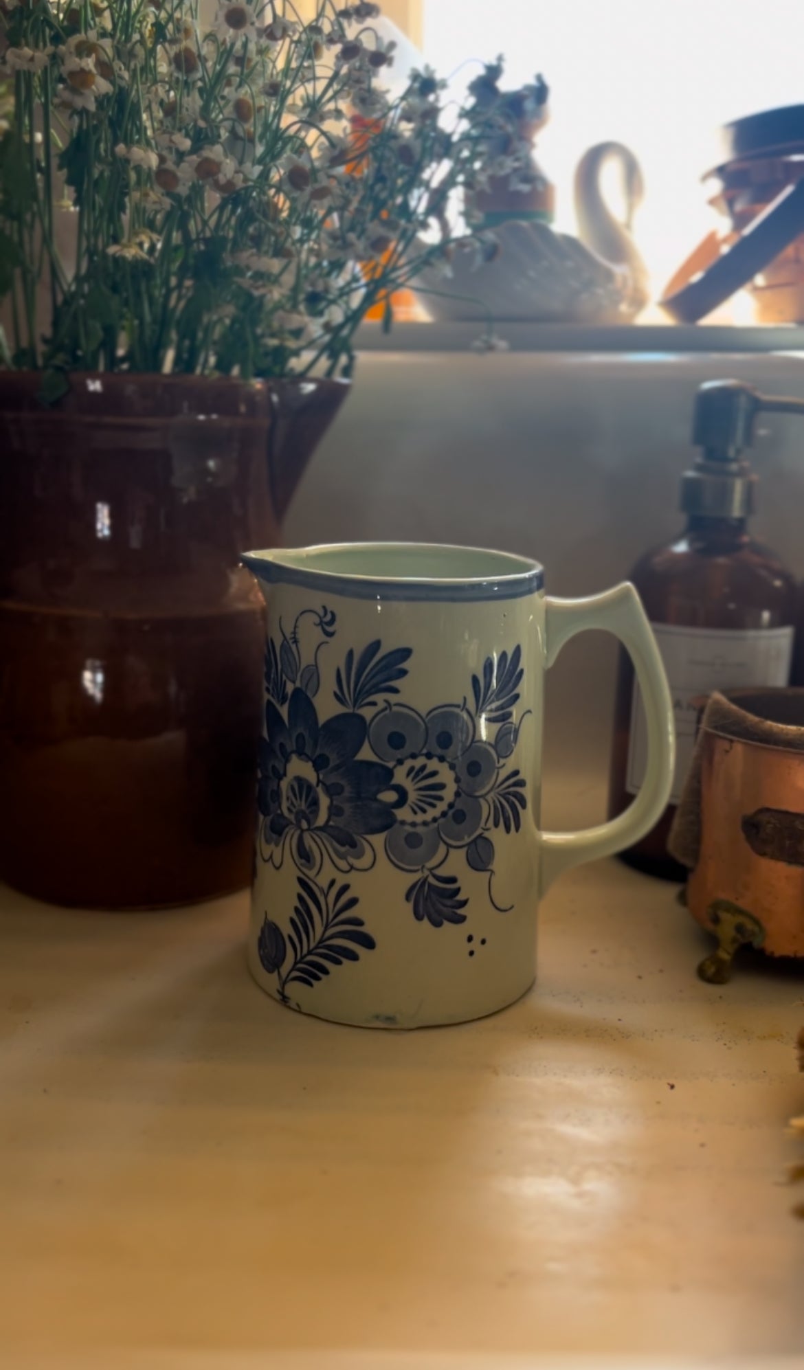 Blue Floral Pitcher