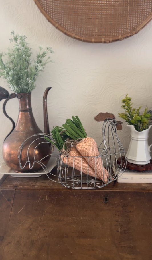 Rooster Egg Basket (fabric carrots included)