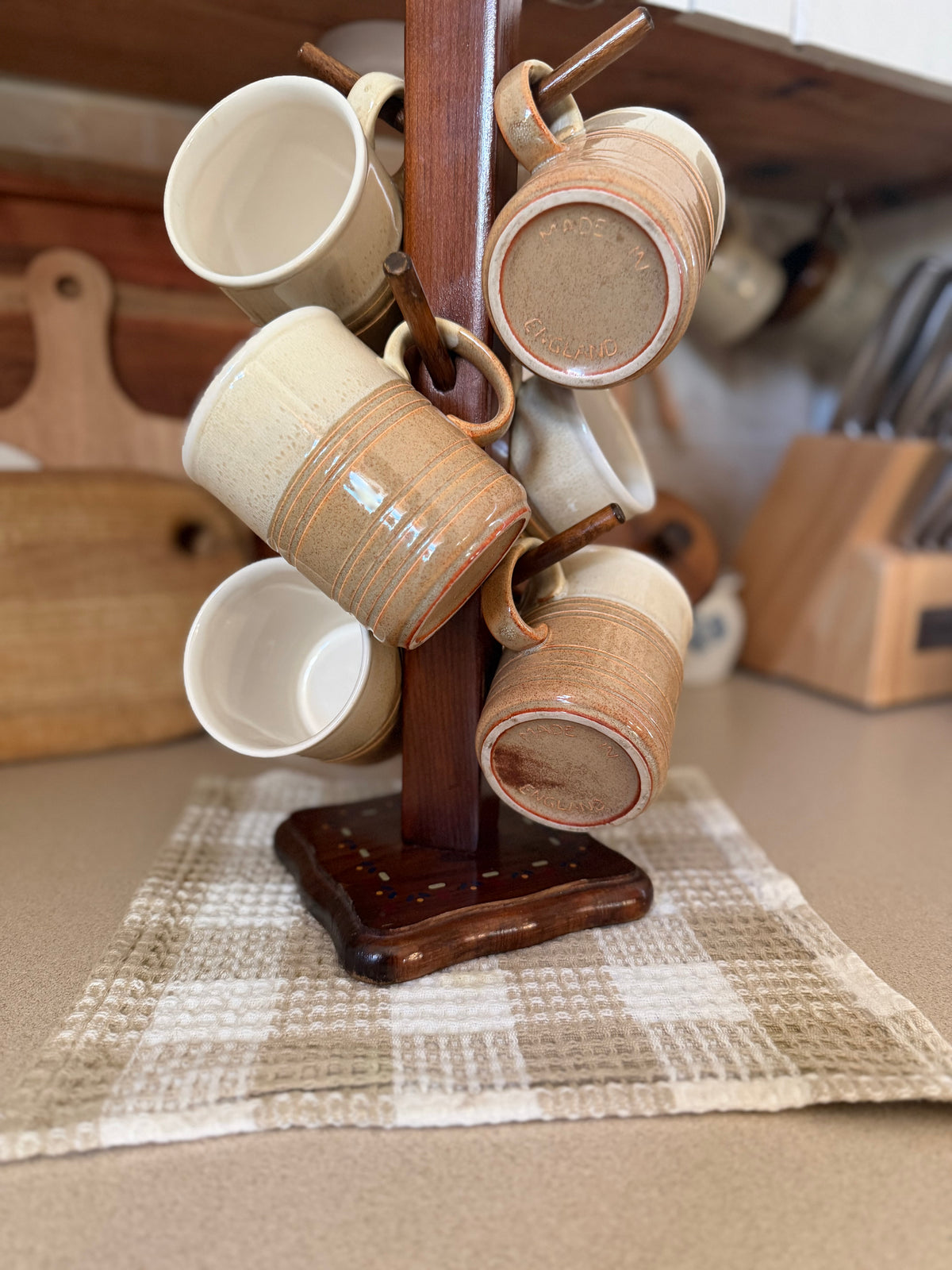 Vintage Stoneware Coffee Mugs made in England (set of 6 - mug tree sold separately)