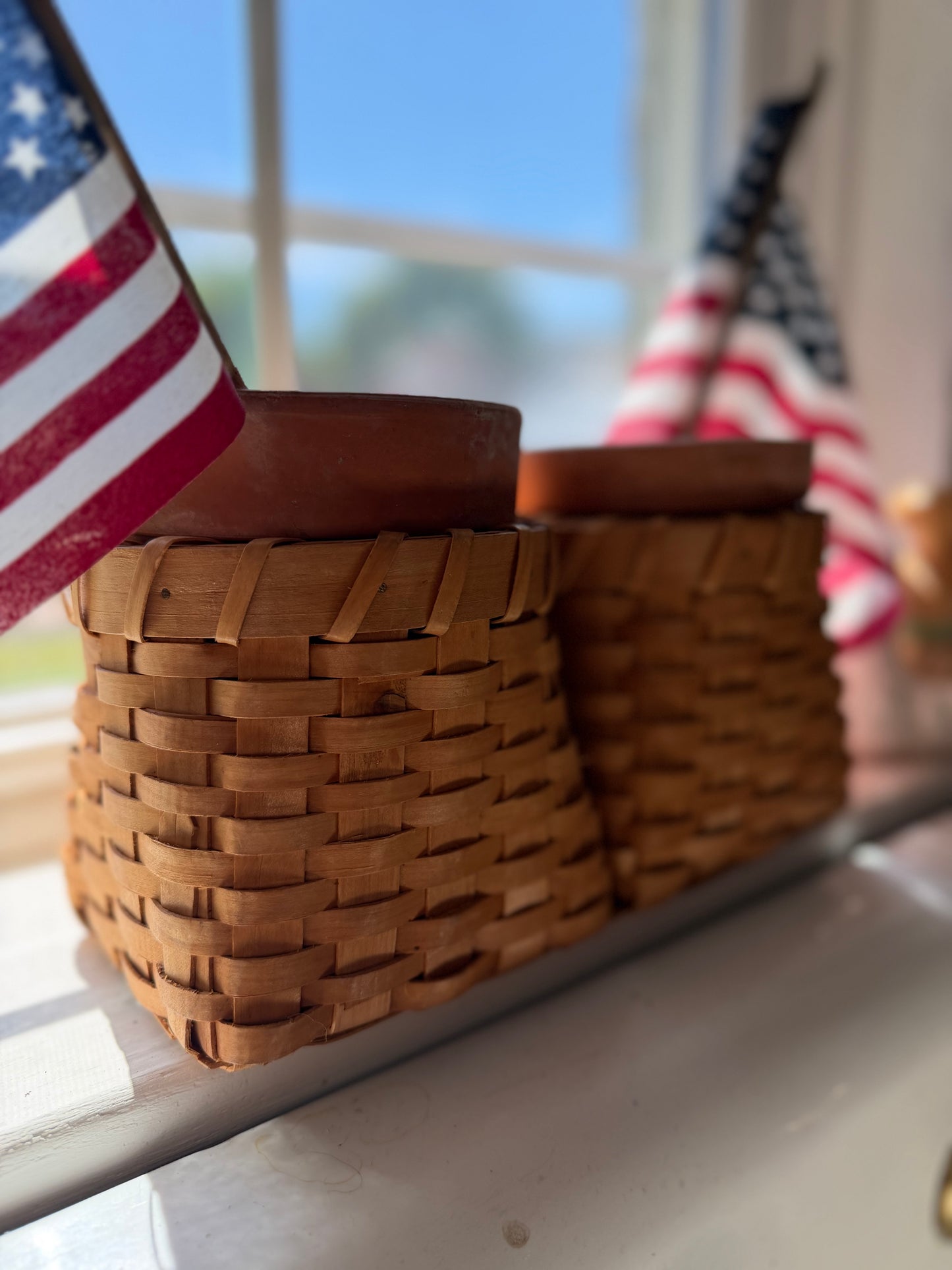 Double Basket with Terra Cotta Pots