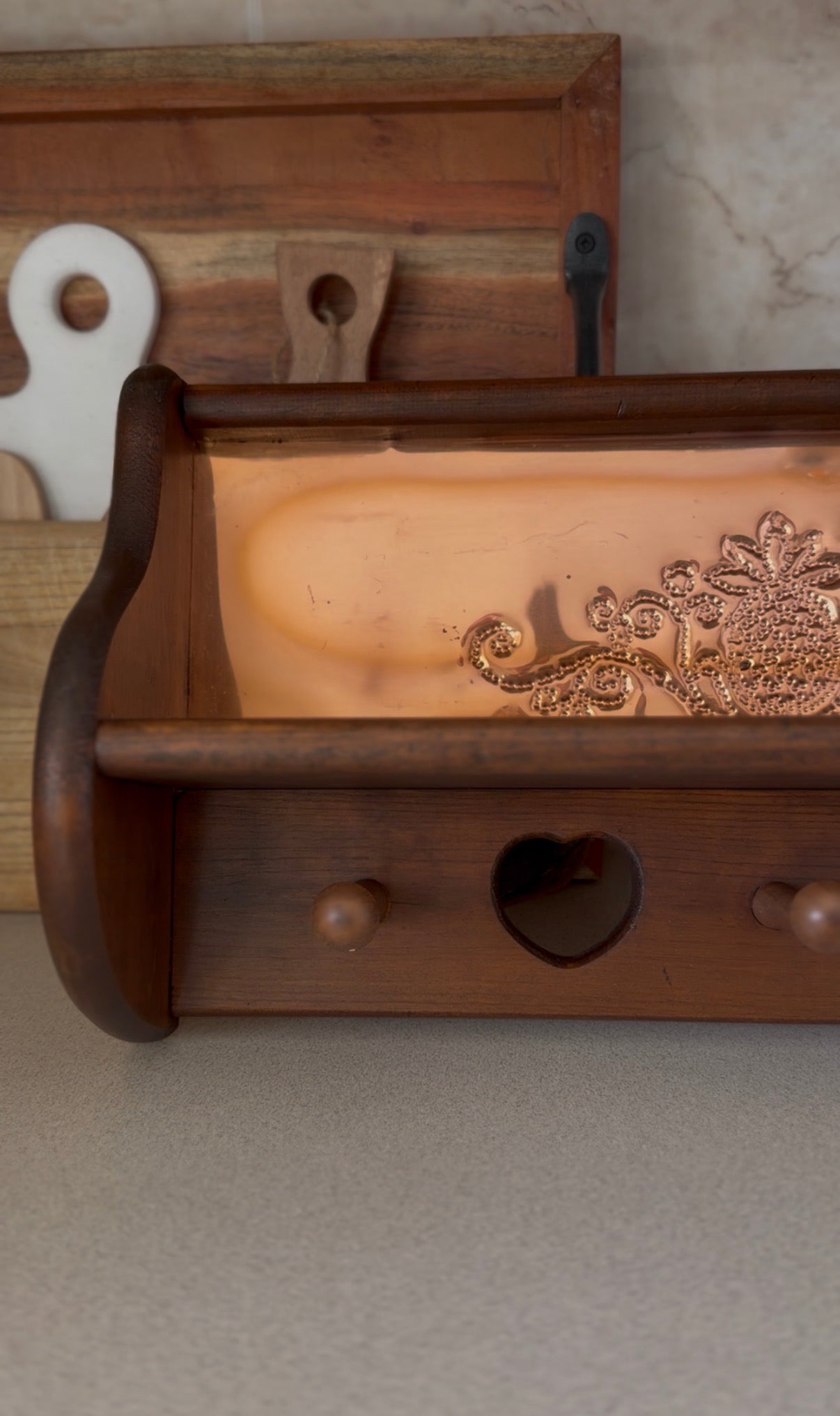 Wooden Shelf with Copper Backing