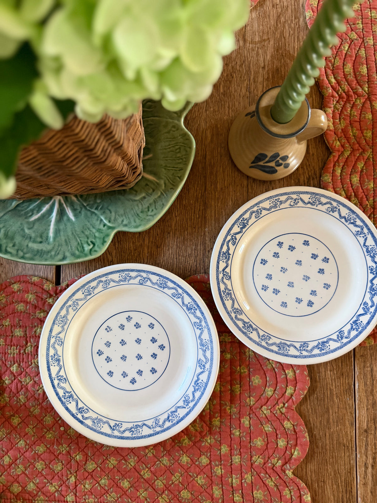 Set of 2 Blue Floral Plates made in Brazil