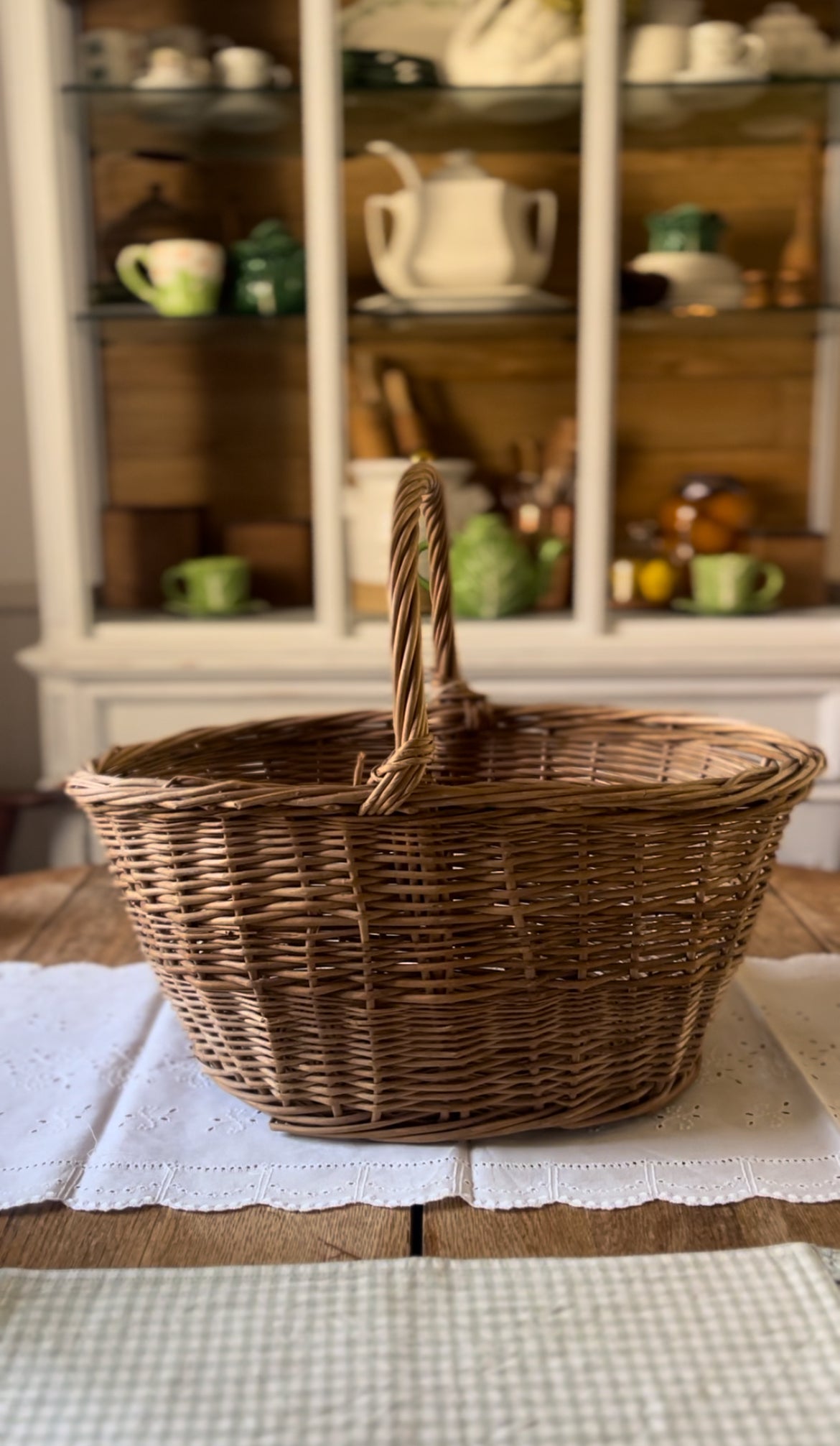 Large Handled Wicker Gathering Basket