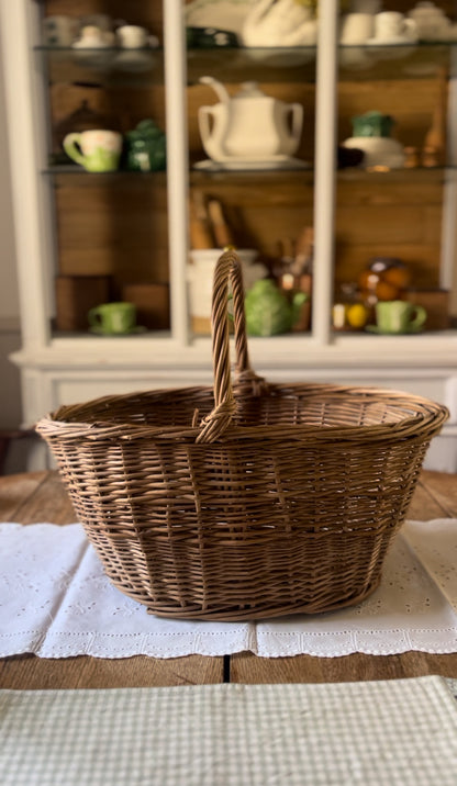 Large Handled Wicker Gathering Basket
