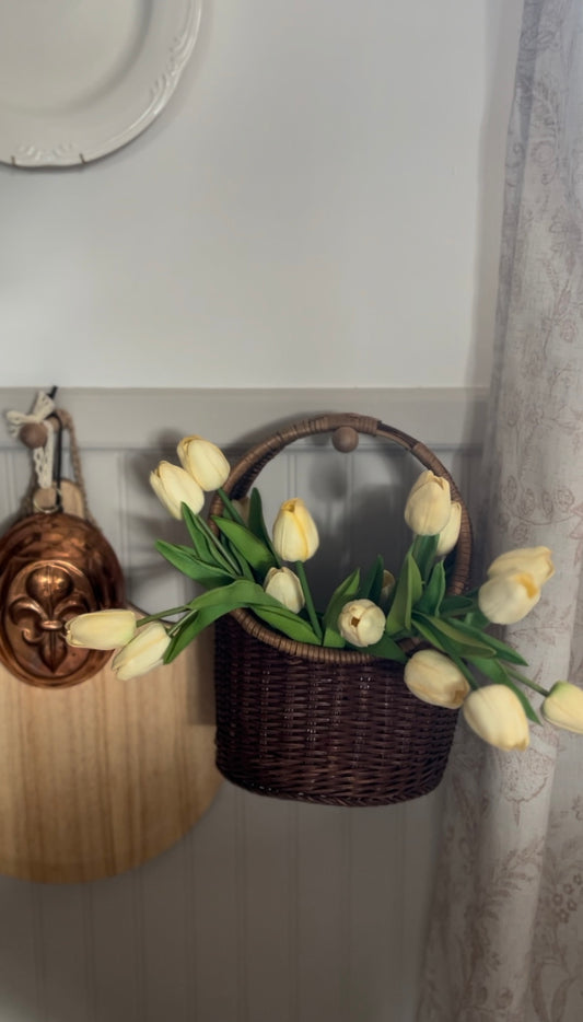 Tall Vintage Two-Toned Flower Basket (flowers not included)
