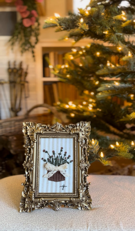 Large Basket of Winter Greens Embroidery Frame