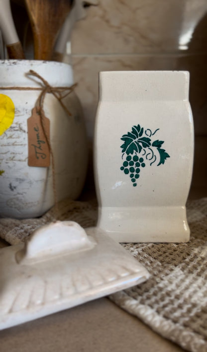 Ceramic Canister Set made in Germany (ginger sold. Rice, cloves, and cinnamon left)