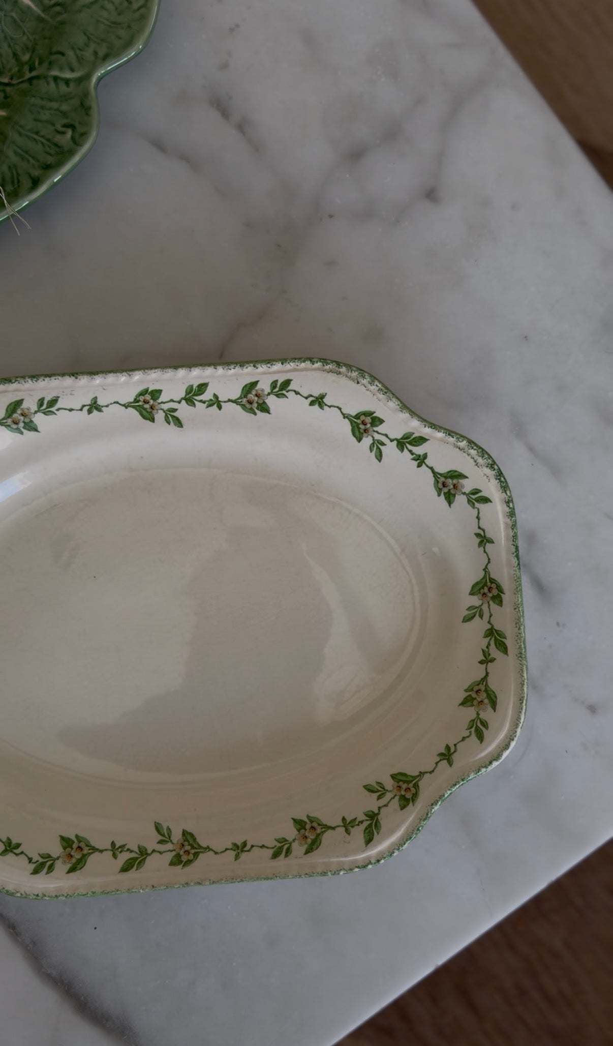 Green Floral Steubenville Ivory Platter