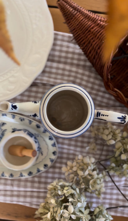 Delft Holland Teapot, Sugar Dish, Creamer, and Tray Set