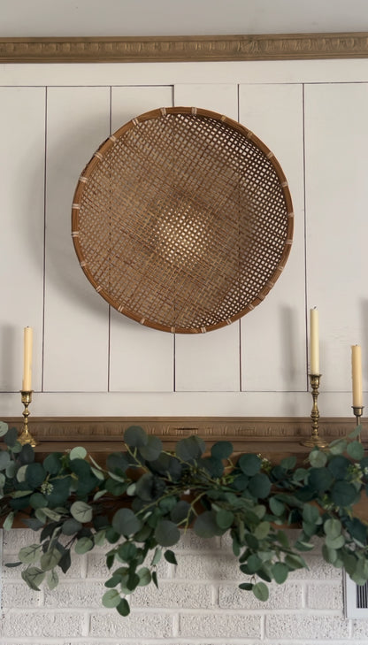 Large Vintage Woven Winnowing Basket (2 available, 1 slightly larger)
