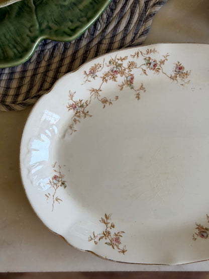 Brown Floral Bishop & Stonier Imperial Semi-Porcelain Platter made in England (1895-1900)