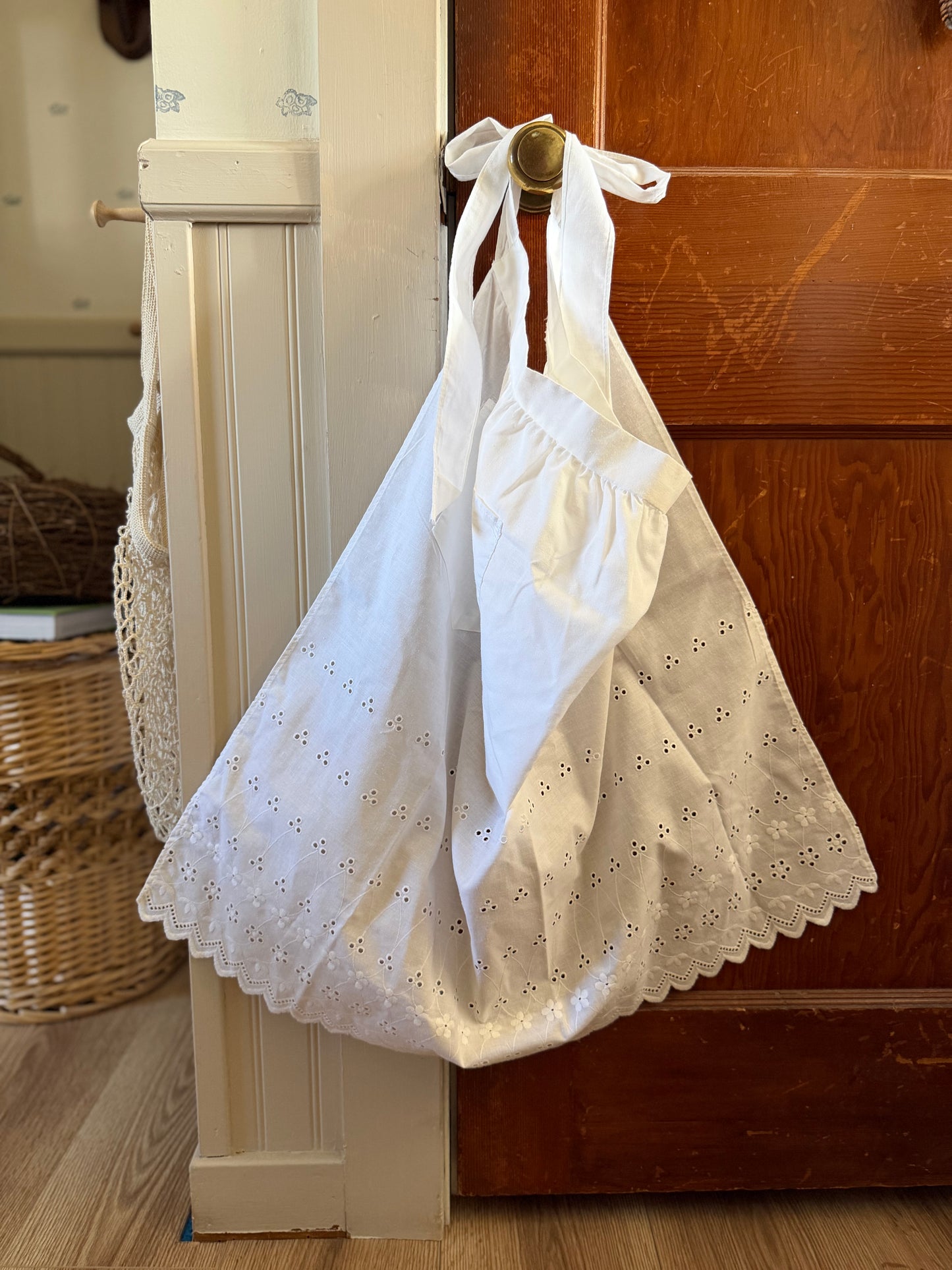 White Eyelet Half Apron