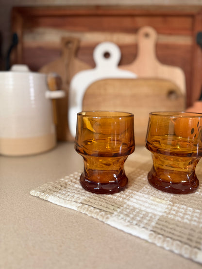 Set of 3 Vintage Libbey Georgian Amber Glasses