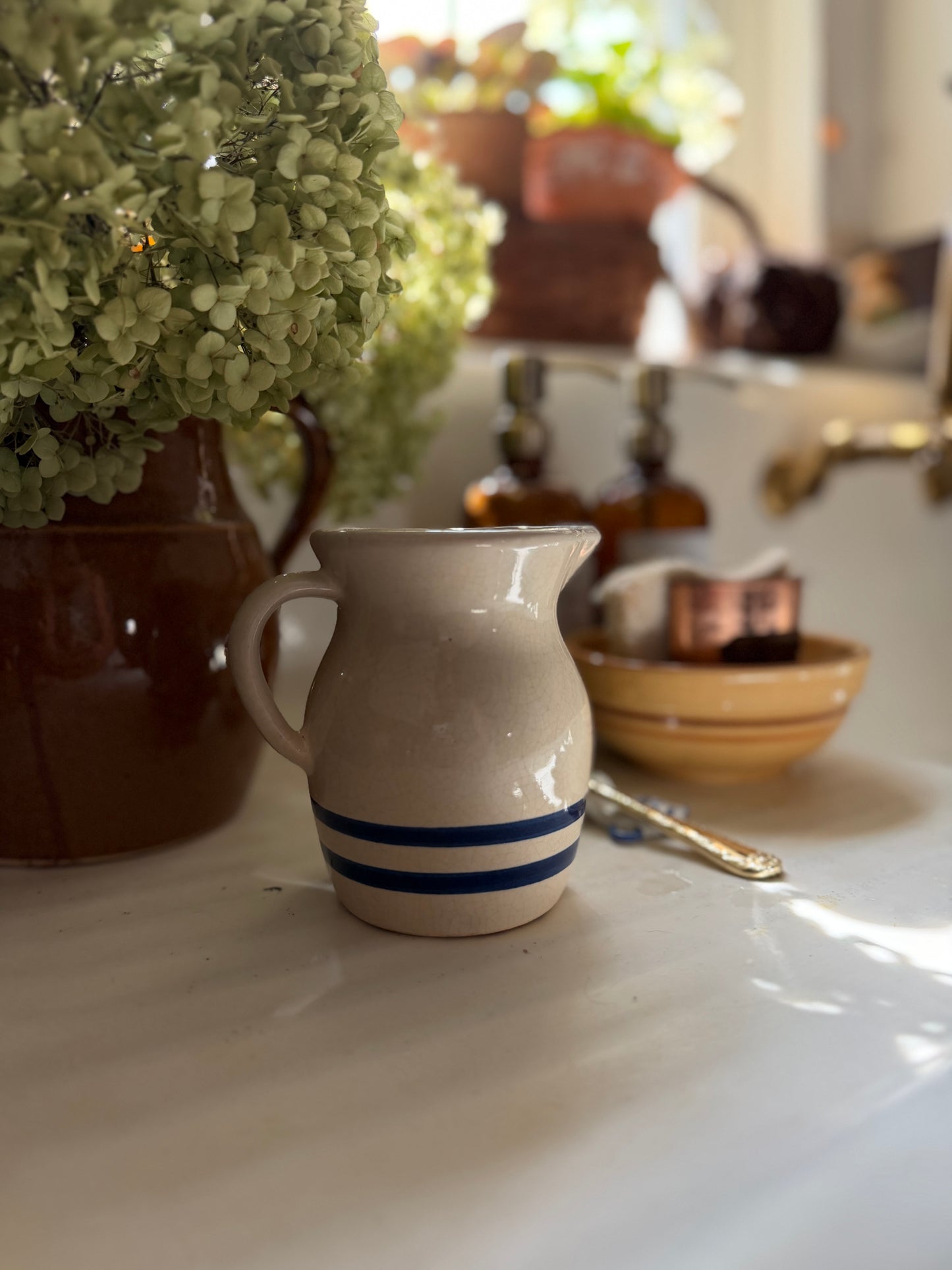 Blue Striped Roseville Ohio Pottery Pitcher