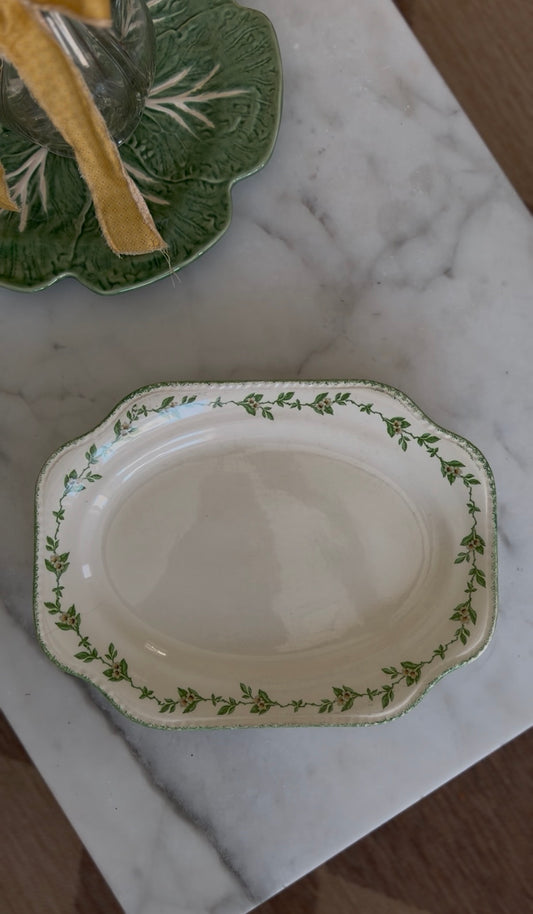 Green Floral Steubenville Ivory Platter