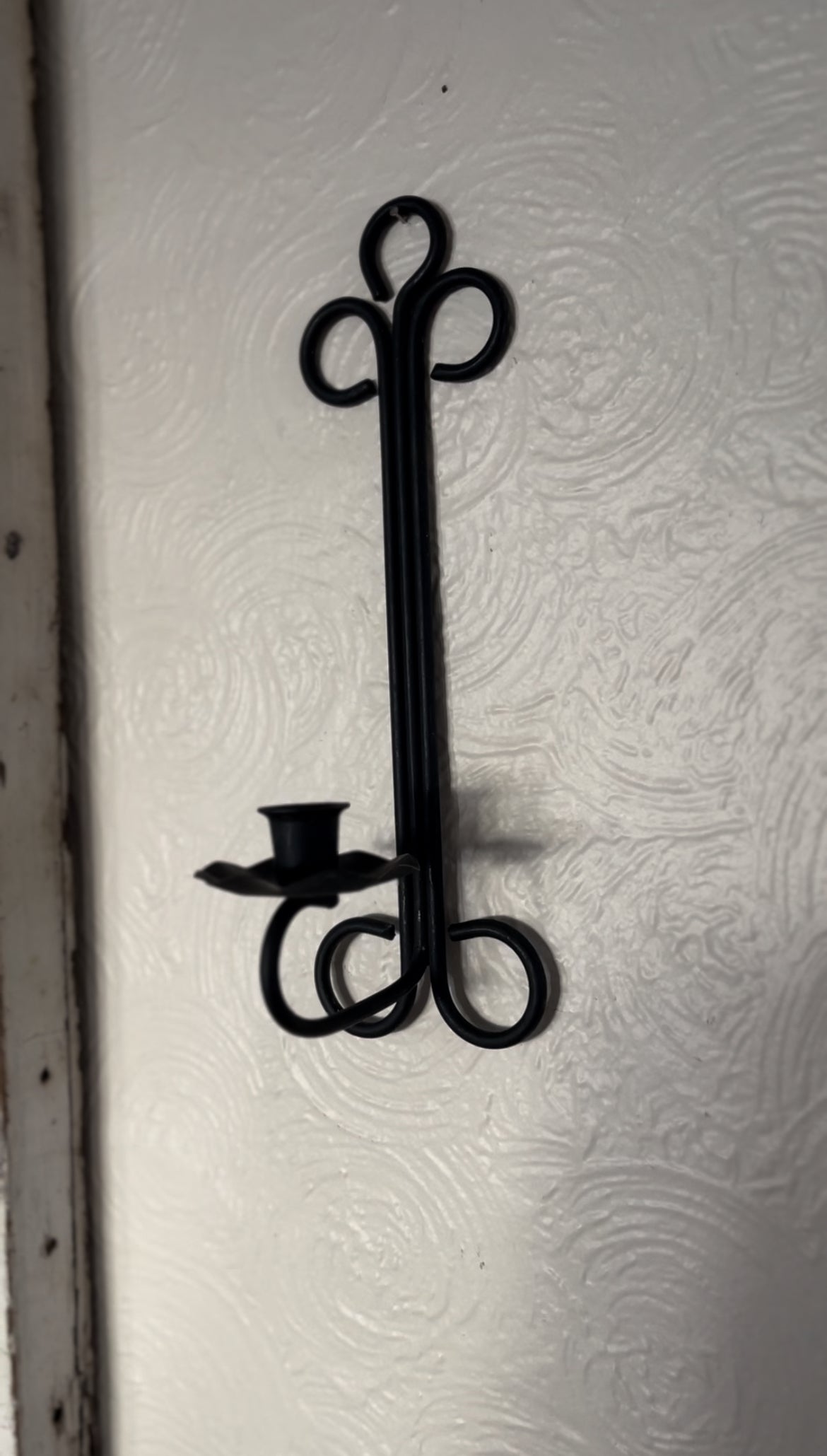 Set of Two Black Wrought Iron Sconces (*candle not included)