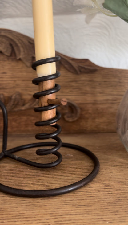 Primitive Turning Candle Holder - Large (2 available) *candle not included