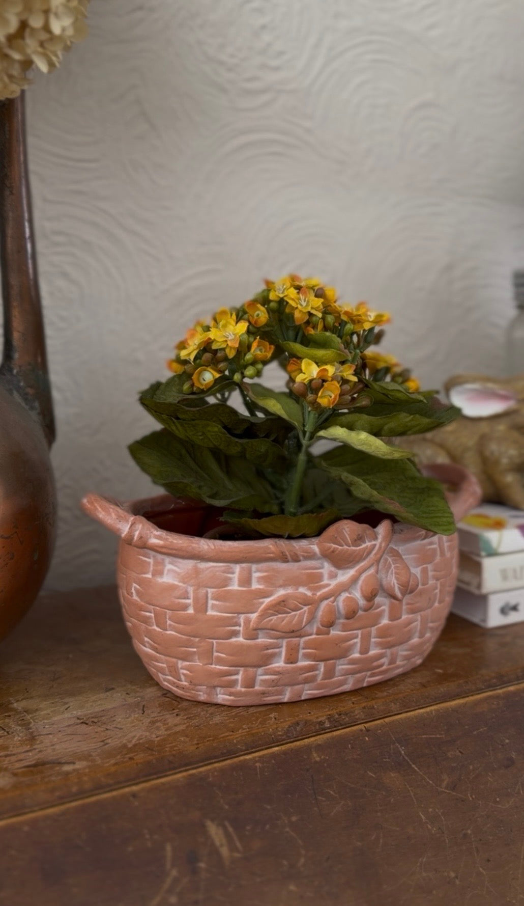 Terracotta Basket Planter (flowers not included)