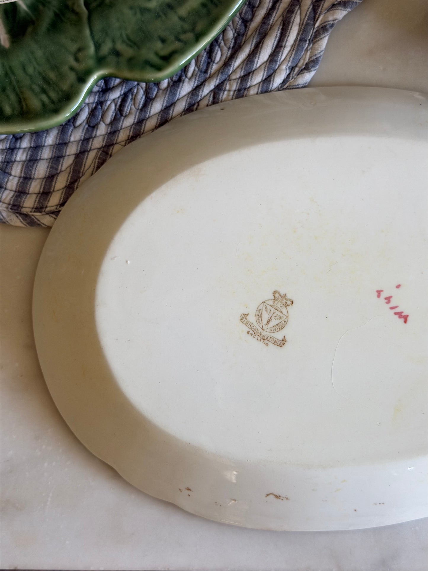 Brown Floral Bishop & Stonier Imperial Semi-Porcelain Platter made in England (1895-1900)
