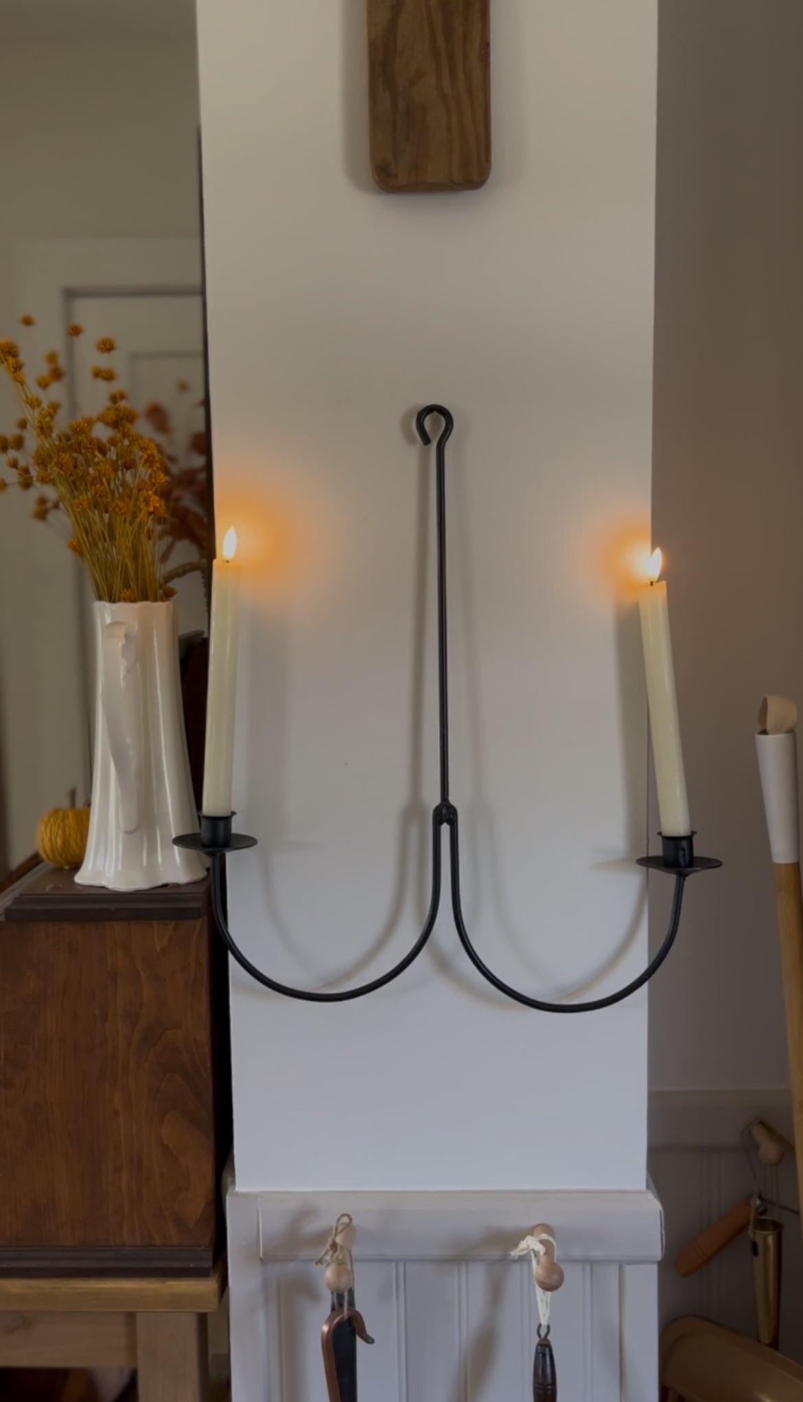 Wrought Iron Double Sconce or Hanging Chandelier