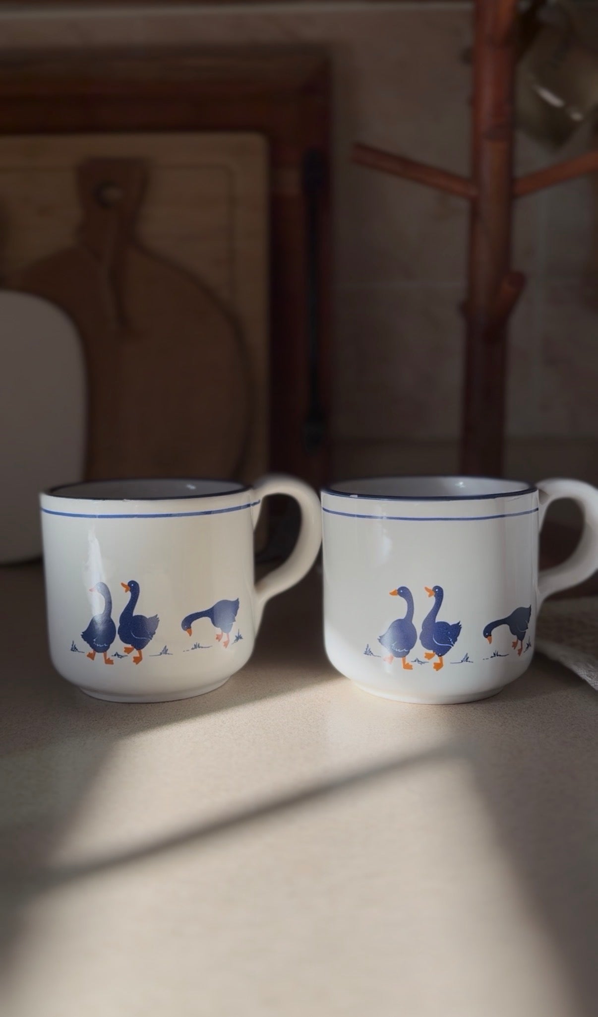 Vintage Rosenthal Netter Blue Geese Ceramic Mugs (set of 4)
