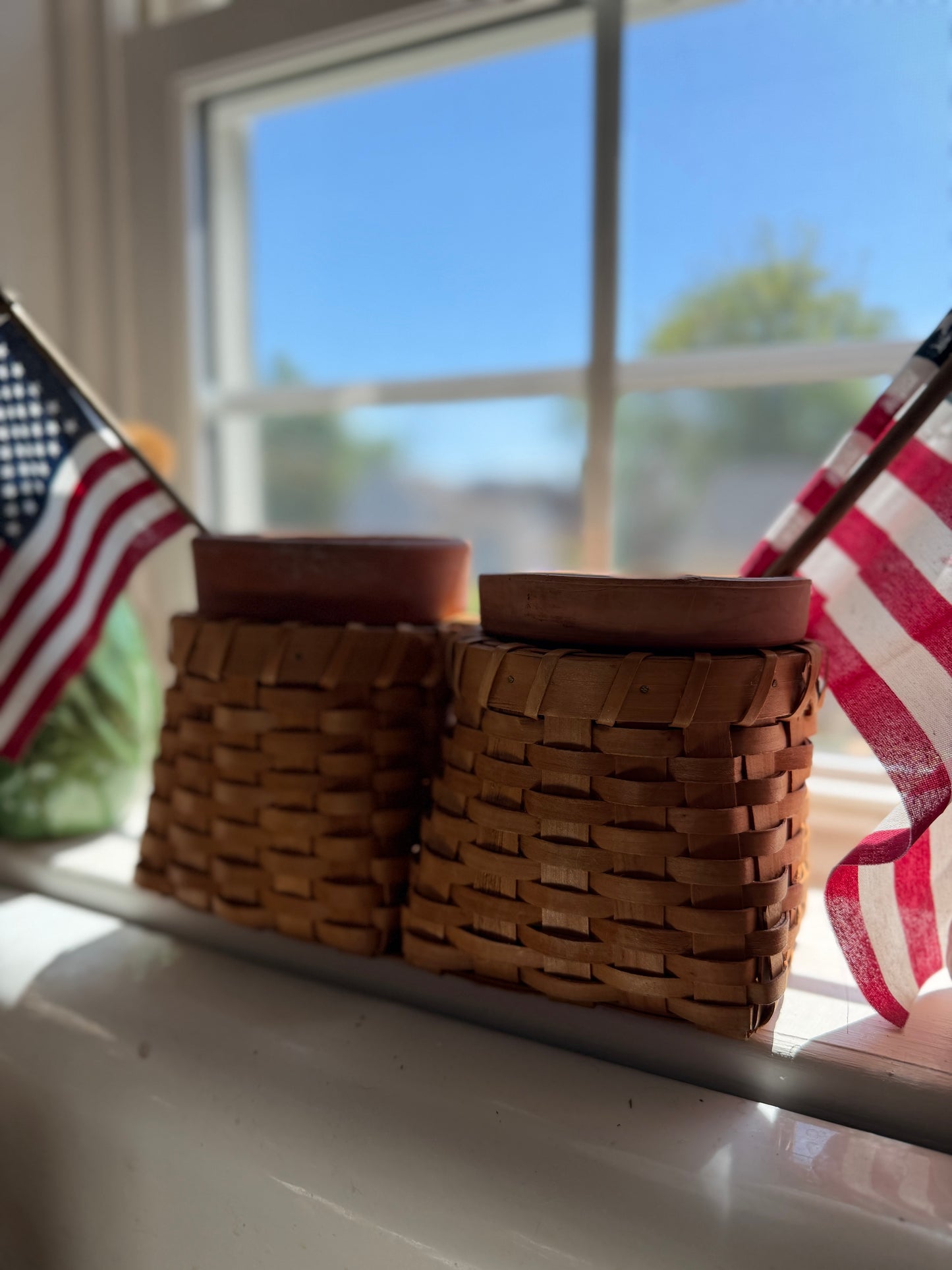 Double Basket with Terra Cotta Pots