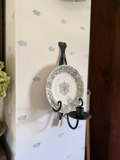 Wrought Iron Plate Sconce (comes with vintage plate made in England)