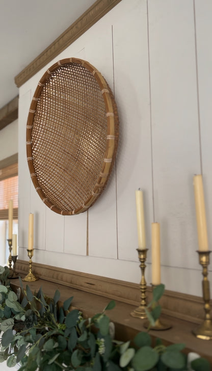 Large Vintage Woven Winnowing Basket (2 available, 1 slightly larger)