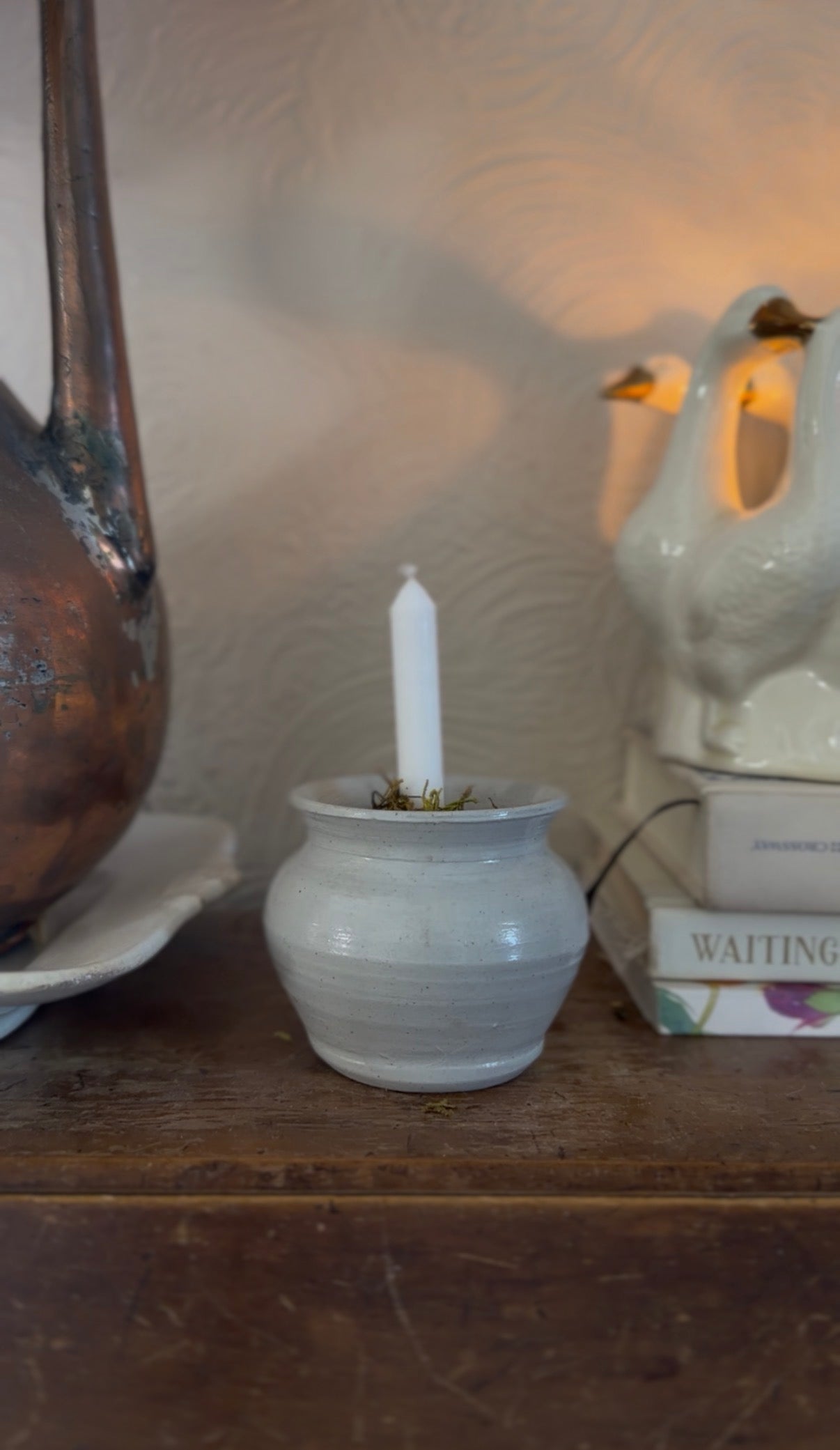 Williamsburg Pottery Vase Turned Moss Candle